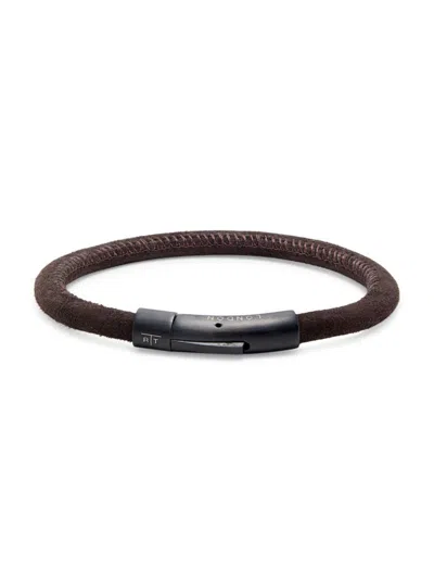 Tateossian Men's Rt Suede & Ion Plated Black Stainless Steel Cord Bracelet