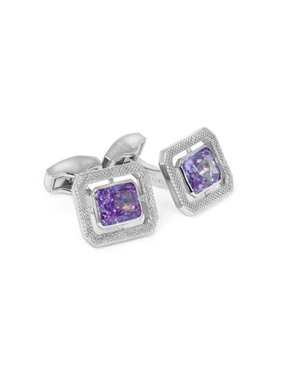 Tateossian Men's Silvertone & Cubic Zirconia Octagon Cufflinks