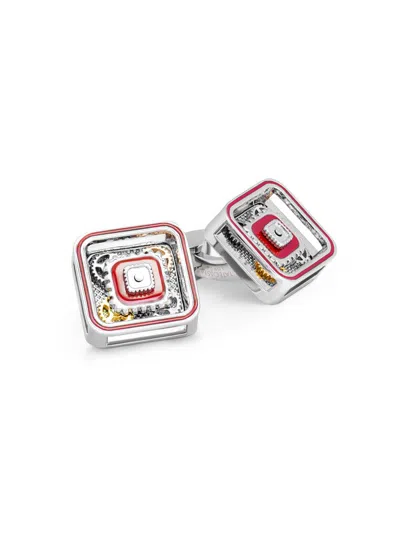 Tateossian Men's Silvertone & Enamel Gear Cufflinks In Metallic
