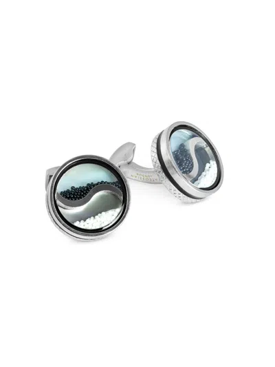 Tateossian Men's Silvertone Yin-yang Sand Timer Cufflinks In Multi