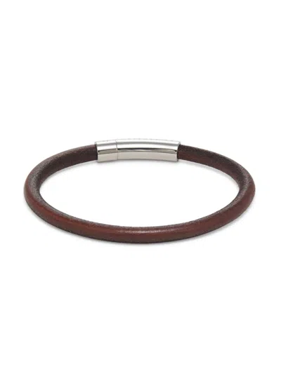 Tateossian Men's Single Wrap Stainless Steel & Leather Bracelet