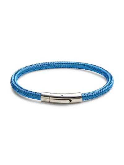 Tateossian Men's Stainless Steel & Enameled Copper Braided Bracelet In Blue