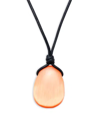 Tateossian Men's Stainless Steel & Glass Pendant Necklace In Orange