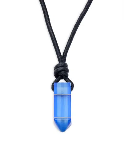 Tateossian Men's Steel, Wax & Glass Pendant Necklace In Blue