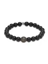 Tateossian Men's Sterling Silver & Black Agate Beaded Bracelet