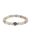 Tateossian Men's Sterling Silver & Grey Fire Agate Beaded Bracelet
