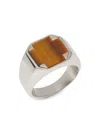 Tateossian Men's Sterling Silver & Tiger's Eye Octagonal Ring