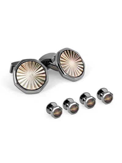 Tateossian Men's Sunburst 6-piece Stud & Cufflink Set In Black