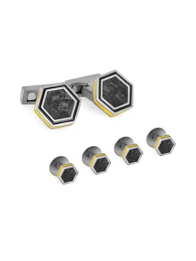 Tateossian Men's  X Lamborghini Hex Titanium-enamel Cufflinks & Shirt Stud Set In Multi