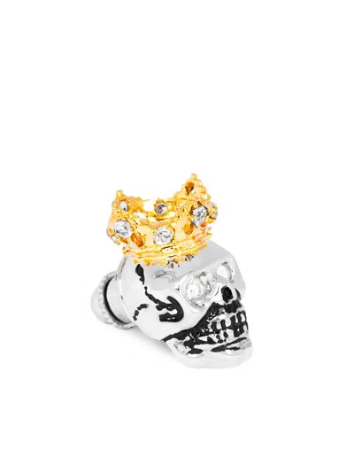Tateossian Men's Two-tone & Cubic Zirconia Skull Novelty Pin In Pattern