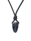 TATEOSSIAN MEN'S WAX CORD & STAINLESS STEEL SHIELD PENDANT NECKLACE