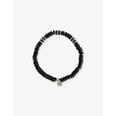Tateossian Mens Black Positano Rhodium-plated Sterling-silver And Agate Beaded Bracelet In Gold