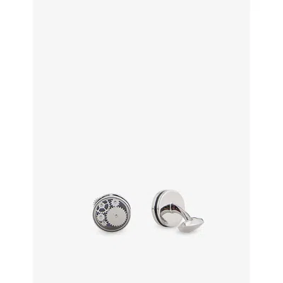 Tateossian Mens Blue Carousel Gear Nuovo Palladium-plated Metal Cufflinks In Silver