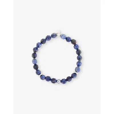 Tateossian Mens Blue Hexade Evil Eye Rhodium-plated Sterling Silver And Sodalite Bracelet