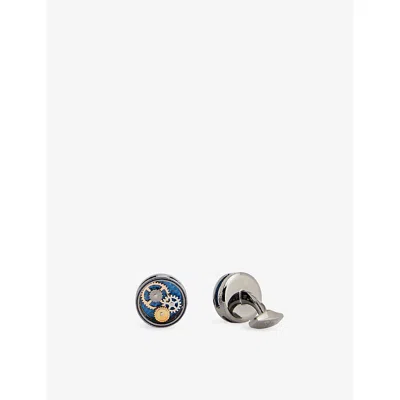 Tateossian Mens  Round Gear Metal Cufflinks In Green