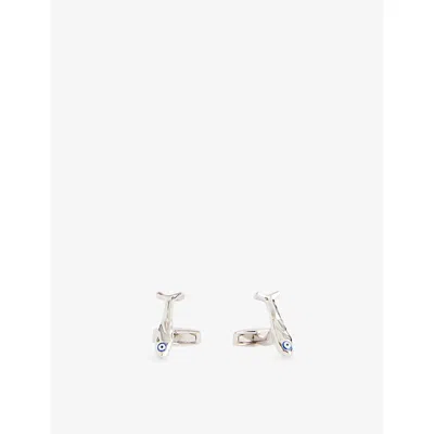 Tateossian Mens Silver Colour Feng Shui Fish Sterling-silver Cufflinks