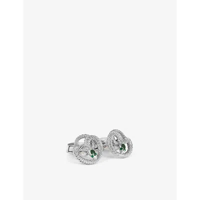 Tateossian Mens Silver Viper Palladium-plated Metal, Enamel And Crystal Cufflinks