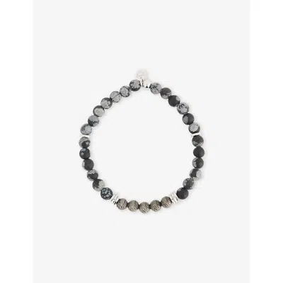Tateossian Mens Black Stonehenge Graffiato Ruthenium-plated Sterling Silver And Obsidian Bracelet