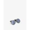 Tateossian Mens Titanium Classic Titanium And Blue Agate Cufflinks Blue Lace Agate In Blue Lace Agate