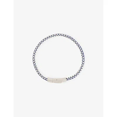 Tateossian Mens Blue Tris Button Stainless Steel Bracelet In Metallic