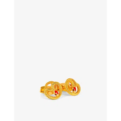 Tateossian Mens Gold Viper Palladium-plated Metal, Enamel And Crystal Cufflinks