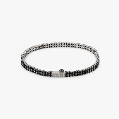 Tateossian Mini Giza Vegas Bracelet In Black Rhodium With Black Cz - M