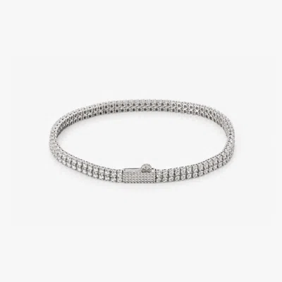 Tateossian Mini Giza Vegas Bracelet In Rhodium Plated Stering Silver With White Cz - M