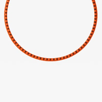Tateossian Mini Pop Perforated Pelle Necklace In Brown