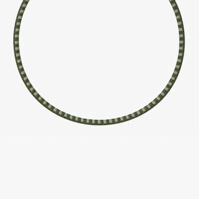 Tateossian Mini Pop Perforated Pelle Necklace In Khaki Green
