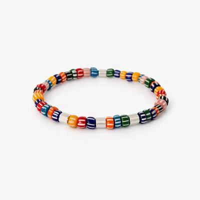 Tateossian Mini Rigato Java Beaded Bracelet In Multicolour With Sterling Silver| Limited Edition - M