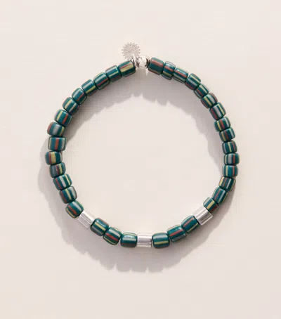Tateossian Mini Rigato Java Stripes Beaded Bracelet In Green