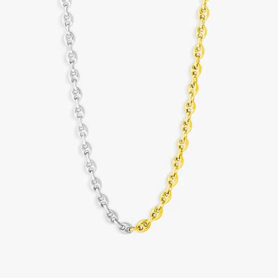 Tateossian Mixed Metal Marine Link Necklace In Sterling Silver In Gold