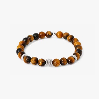 Tateossian Mobius Gear Bracelet In Brown Tiger Eye With Sterling Silver | Limited Edition - M