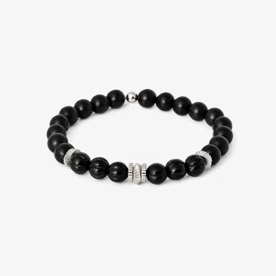 Tateossian Mobius Gear Silver Bracelet In Black Agate | Limited Edition - M