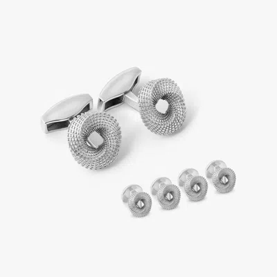 Tateossian Mobius Knot Cufflinks & Shirt Studs In Sterling Silver In Gray
