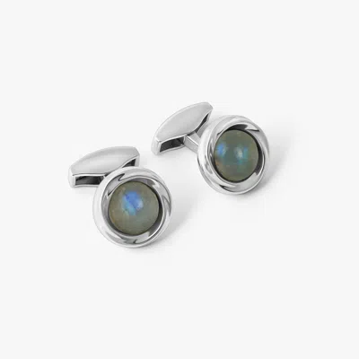 Tateossian Mobius Semi Precious Cufflinks In Sterling Silver With Labradorite (limited Edition) In Grey