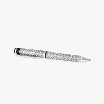 Tateossian Monaco Pen In Palladium & Onyx In Silver