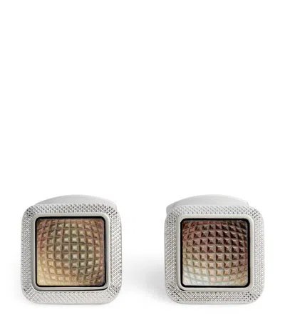 Tateossian Mother-of-pearl Square Spazio Cufflinks In Silver