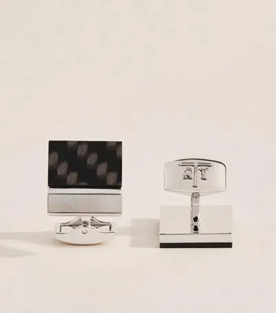 Tateossian Mother-of-pearl And Carbon Mosaic Cufflinks In Metallic