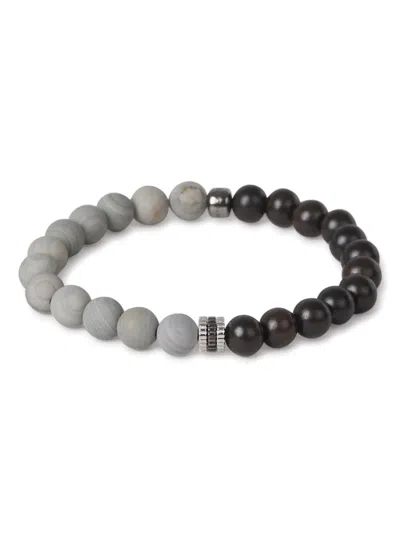 Tateossian Natural Wood Bracelet In Silver Bamboo Discs