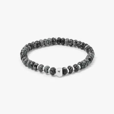 Tateossian Nepal Nugget Beaded Bracelet In Black Snowflake Obsidian - S In Gray