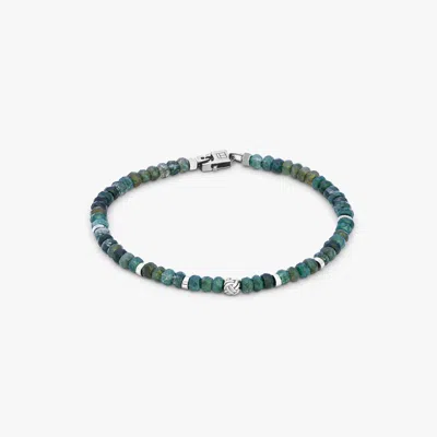 Tateossian Nodo Beaded Bracelet In Green Moss Agate - S In Blue