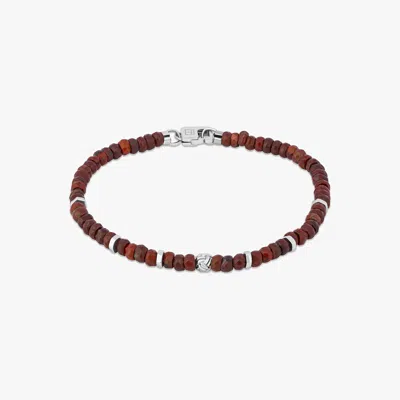 Tateossian Nodo Beaded Bracelet In Rhodium Silver With Red Jasper - L