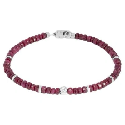 Pre-owned Tateossian Nodo Bracelet With Ruby And Sterling Silver, Size Xs In Multi