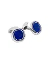 Tateossian Octagon White Bronze Plated & Blue Lapis Cufflinks