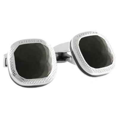 Pre-owned Tateossian Onyx Doppione Cushion Cufflinks In Sterling Silver In Black