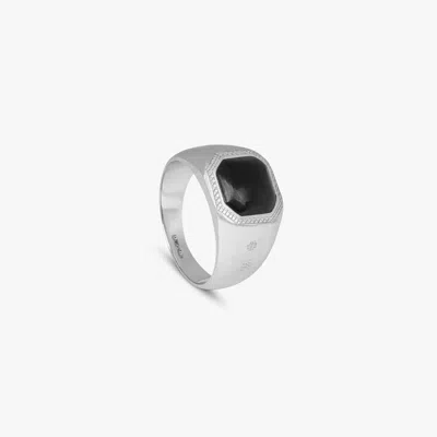 Tateossian Onyx Signet Ring In Sterling Silver - L
