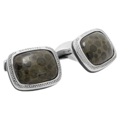 Pre-owned Tateossian Oolite Marble Cufflinks In Sterling Silver, Limited Edition In Multi