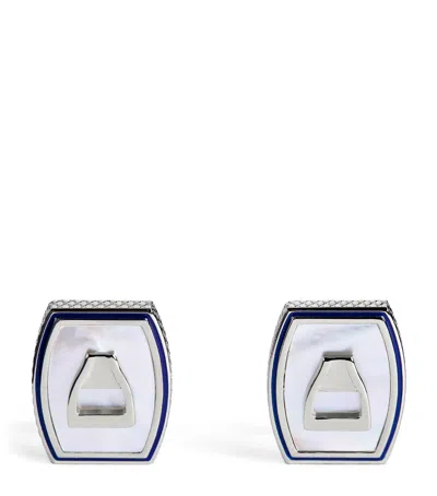 Tateossian Palladium Mother-of-pearl-detail Ascot Cufflinks In Metallic