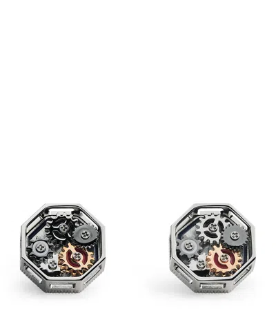 Tateossian Palladium Octo Gear Cufflinks In Metallic